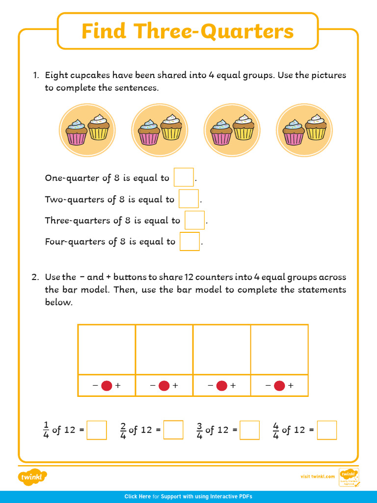 Fractions Find Three Quarters 1 Ver 1 | PDF