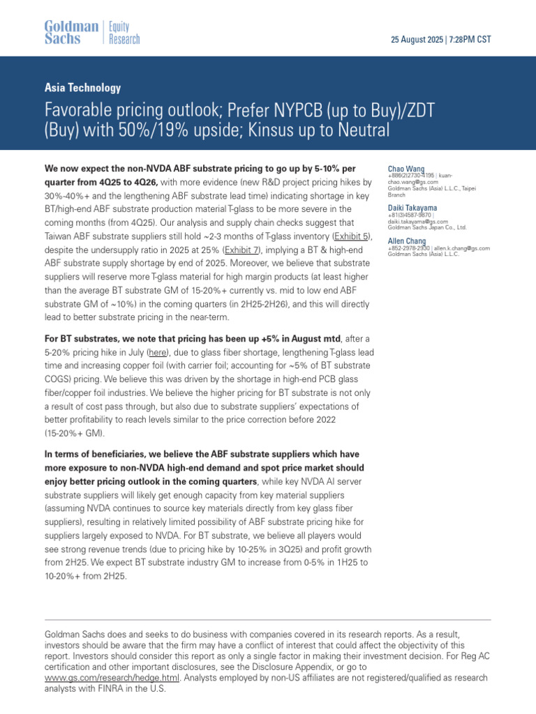 ABF Substrate Pricing Outlook 2025 | PDF | Supply Chain | Pricing