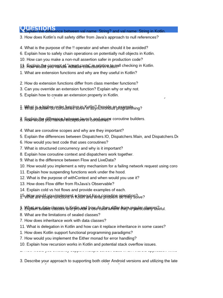 Native Mobile Interview Questions | PDF | Computer Science | Computer ...