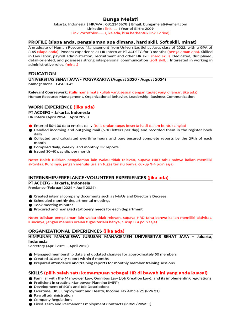 CV for HR Position in English | PDF | Business | Economies