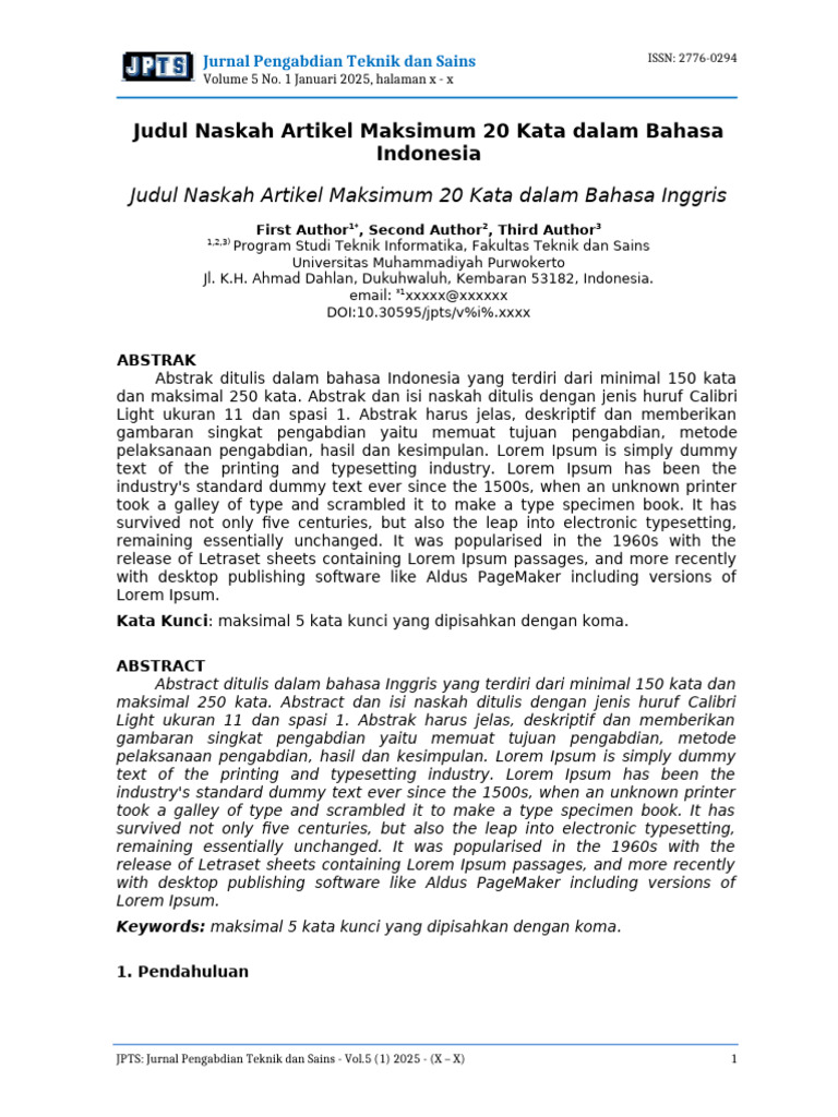 Jurnal Pengabdian Teknik dan Sains 2025 | PDF