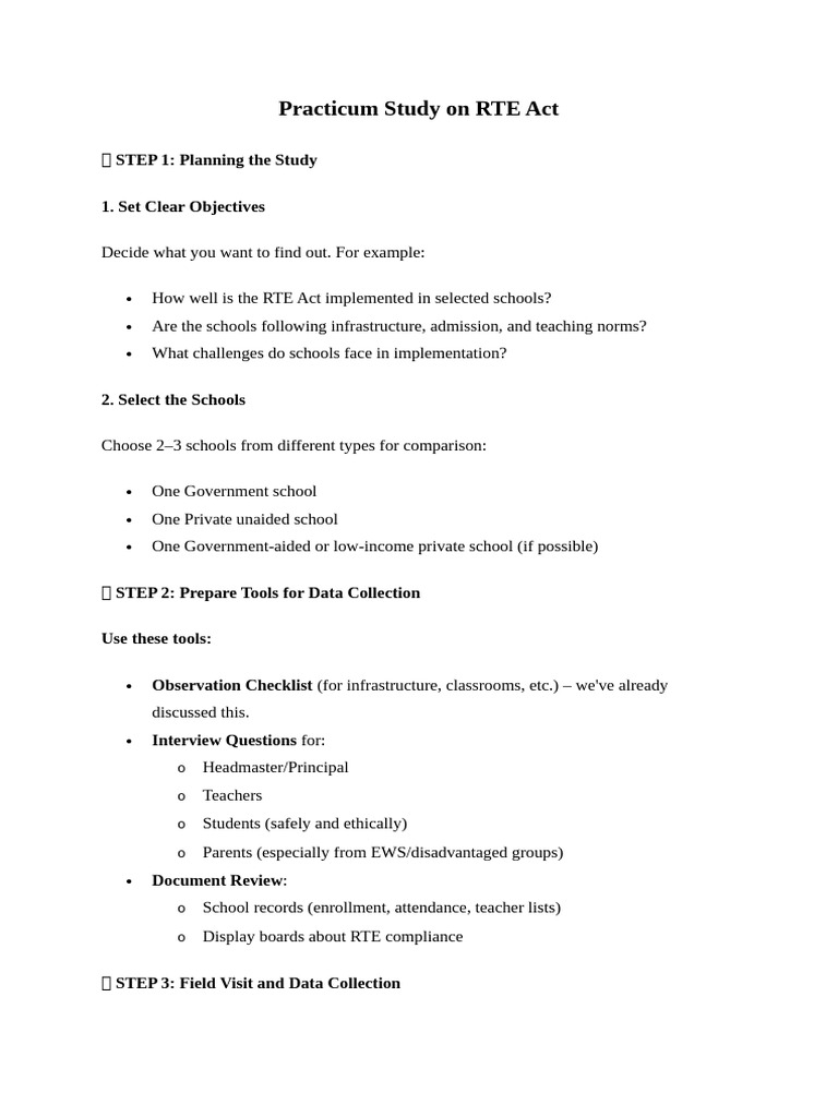 RTE Act Implementation Study | PDF | Teachers | Learning