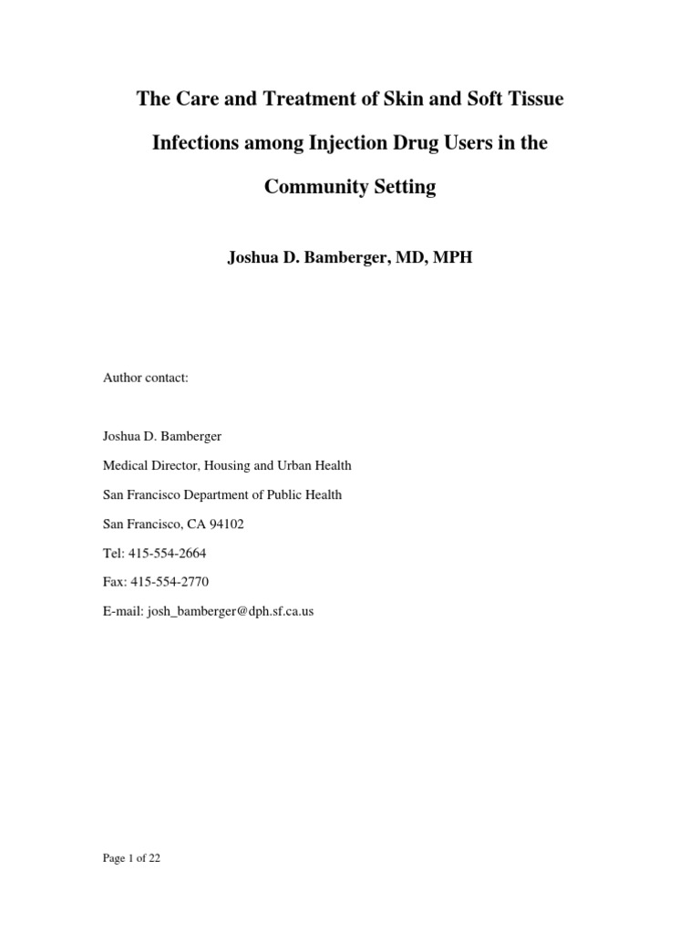 The Care and Treatment of Skin and Soft Tissue Infections Among ...