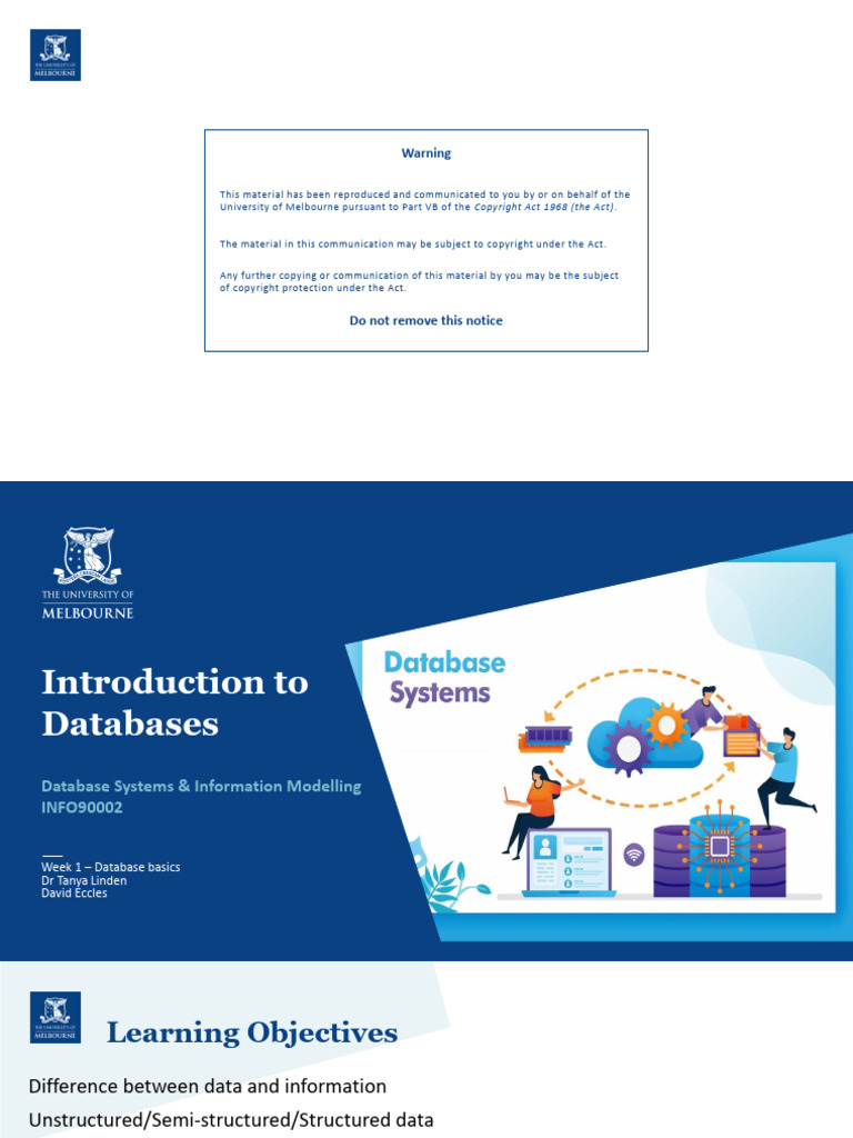 INFO90002: Database Basics Overview | PDF | Databases | Relational Database