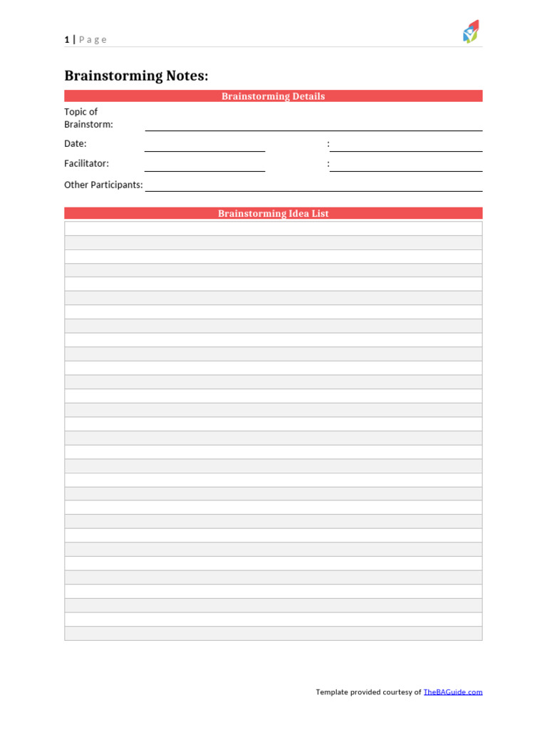 BrainstormingNotes TheBAGuide | PDF
