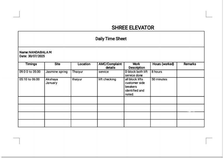 Daily Time Sheet | PDF