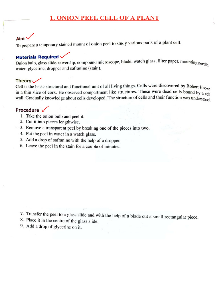 Class Bio 9 Practical Manual - (2025-26) | PDF