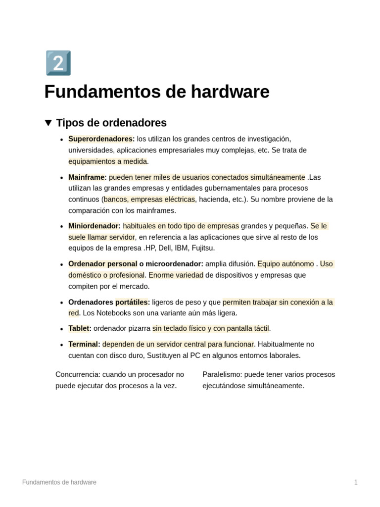 Tipos y Funciones del Hardware Informático | PDF | Almacenamiento de ...