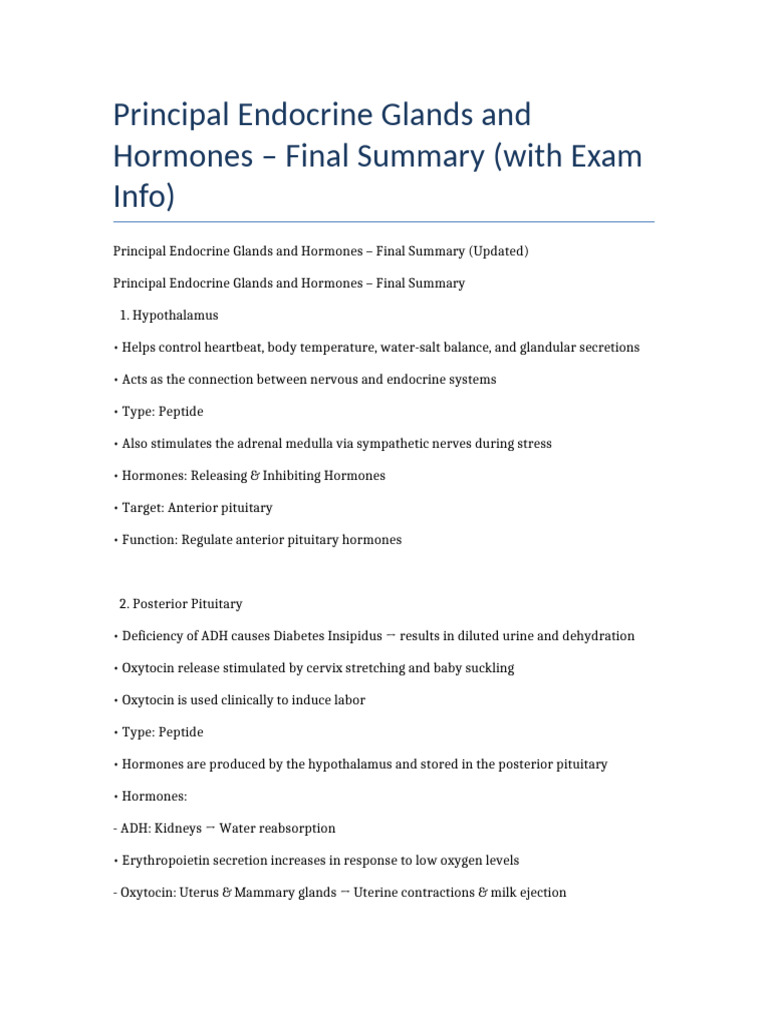 Endocrine Glands and Hormones Overview | PDF | Endocrine System ...