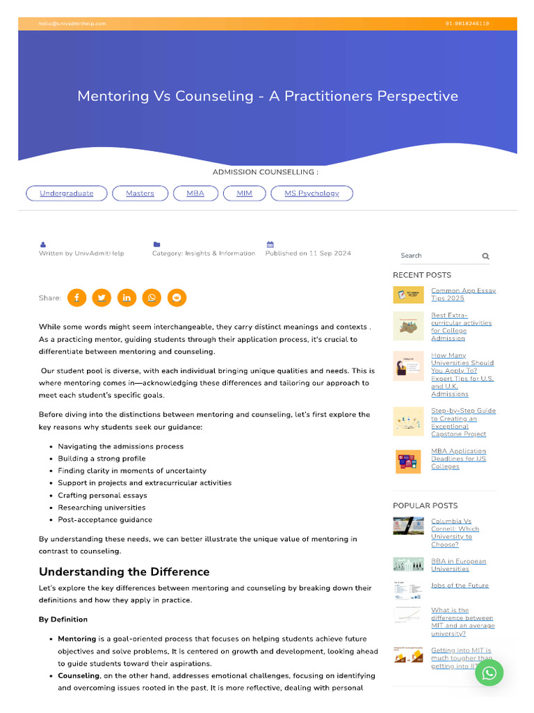 Mentoring Vs Counseling - A Practitioners Perspective | PDF
