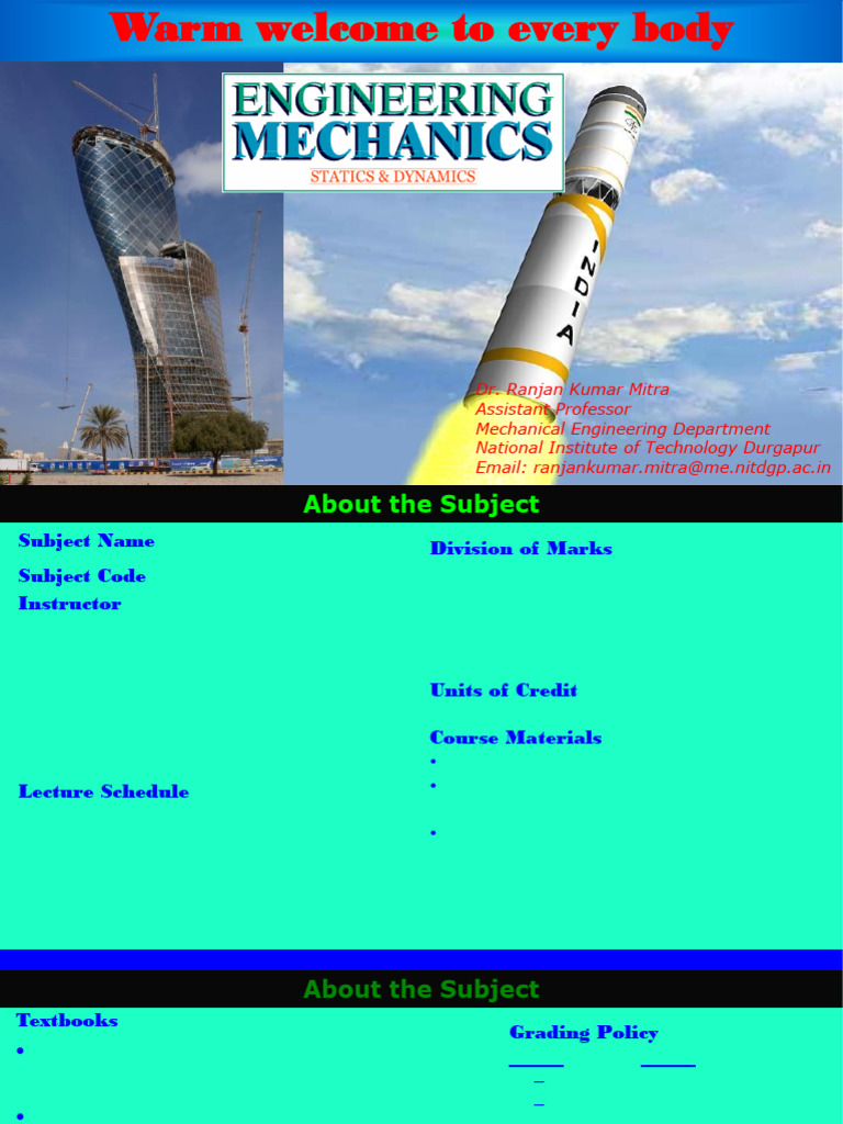 Engineering Mechanics Course Overview | PDF | Engineering | Mechanical ...