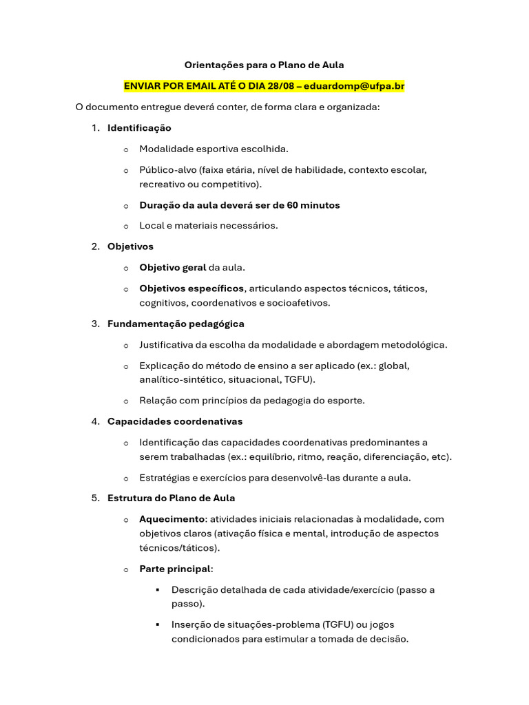 Plano de Aula: Estrutura e Orientações | PDF | Pedagogia | Aprendizado