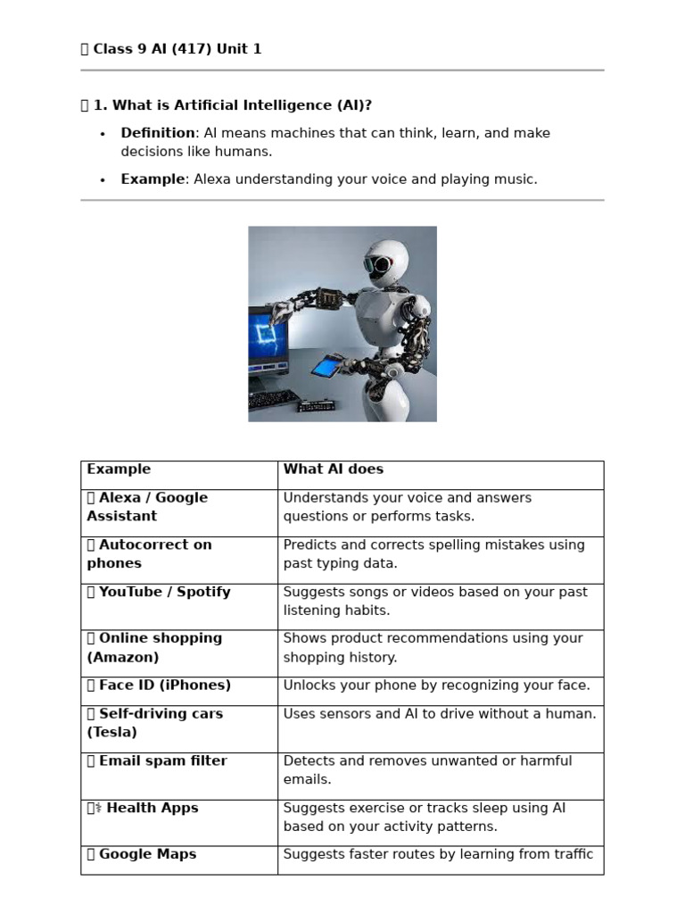 AI Project Cycle and Ethics for Class 9 | PDF | Artificial Intelligence ...