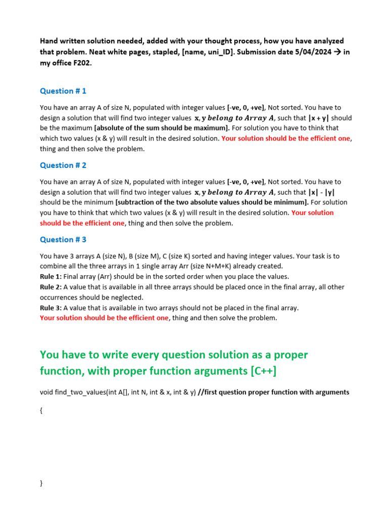 Efficient Solutions for Array Problems | PDF