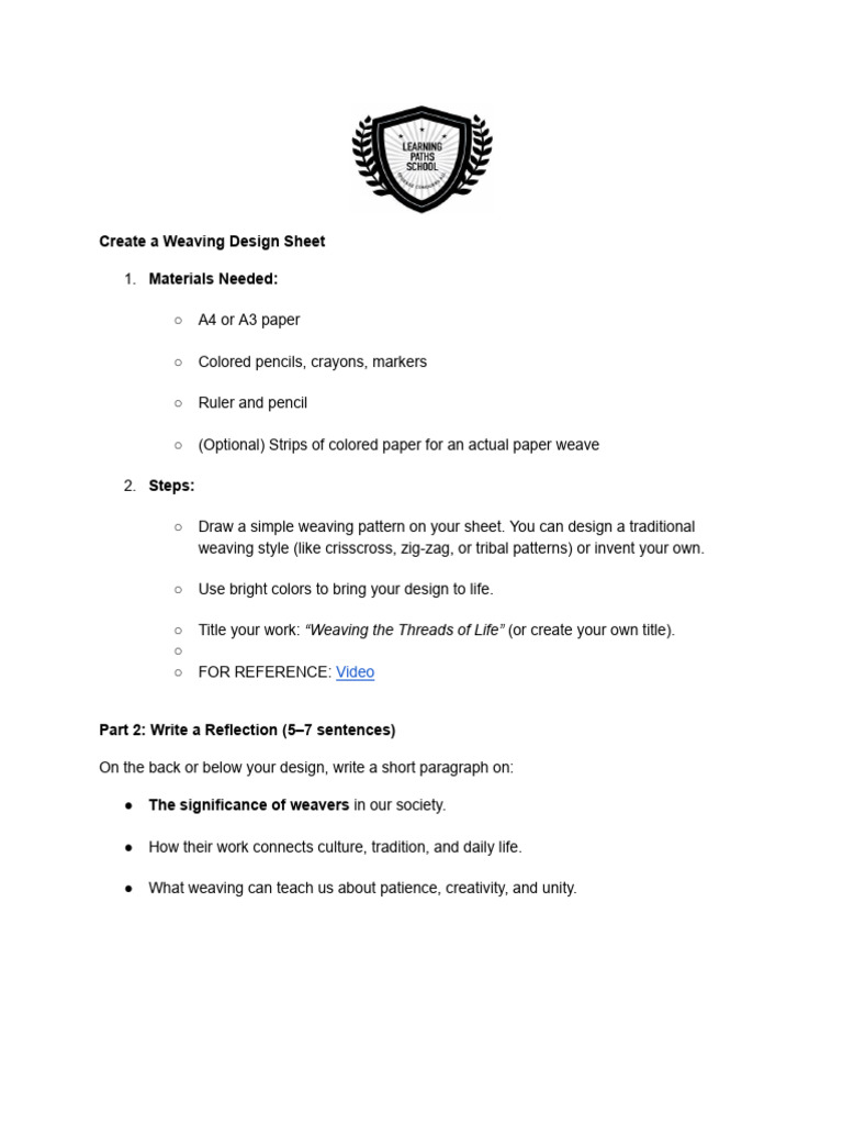 Weaving Design Sheet Instructions | PDF