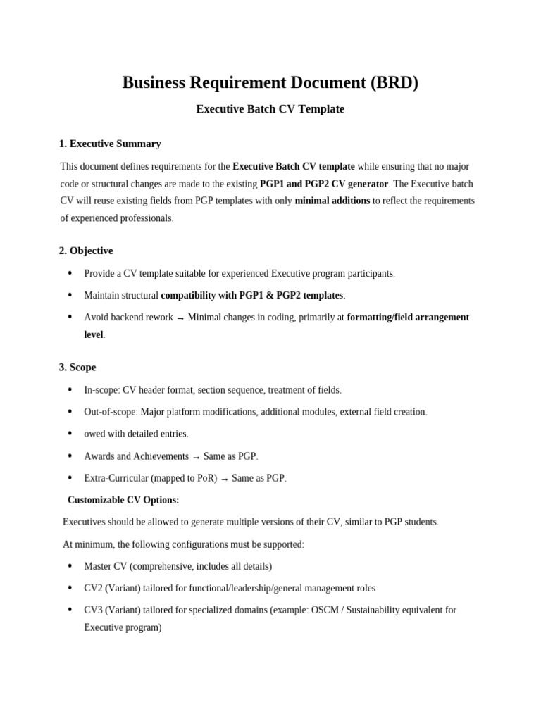 Business Requirement Document For Executive Batch | PDF | Software ...