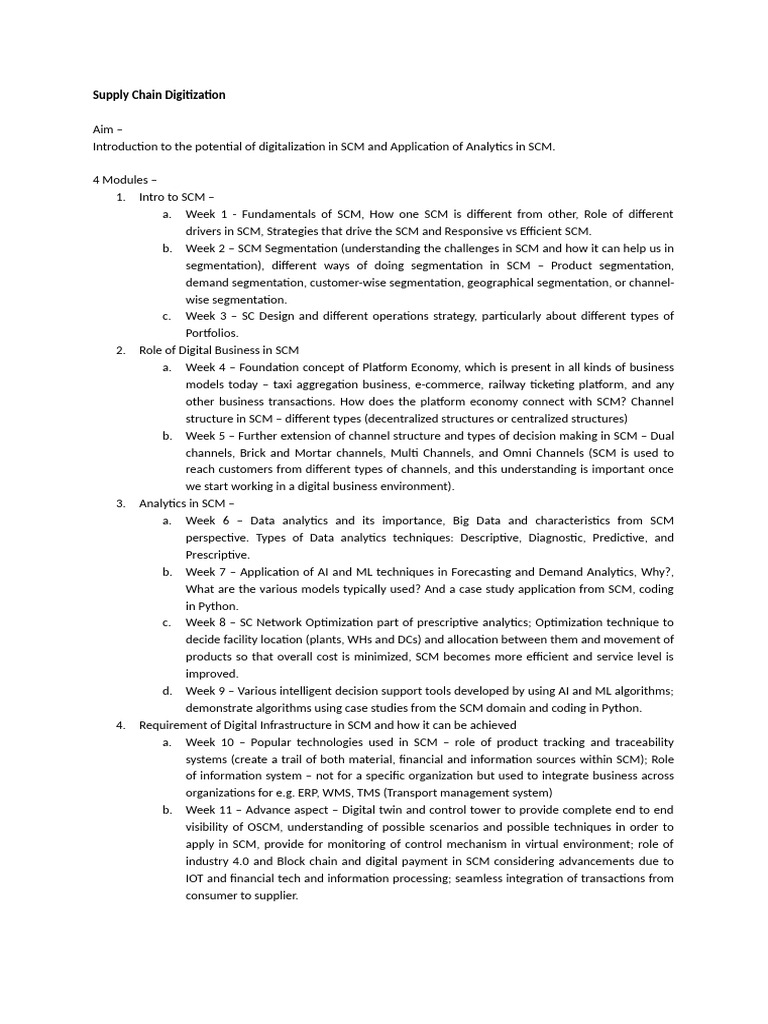 Supply Chain Digitization | PDF | Supply Chain Management | Supply Chain