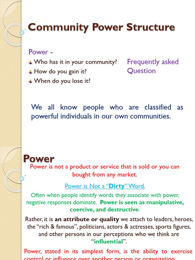 Understanding Community Power Dynamics Pdf Power Social And