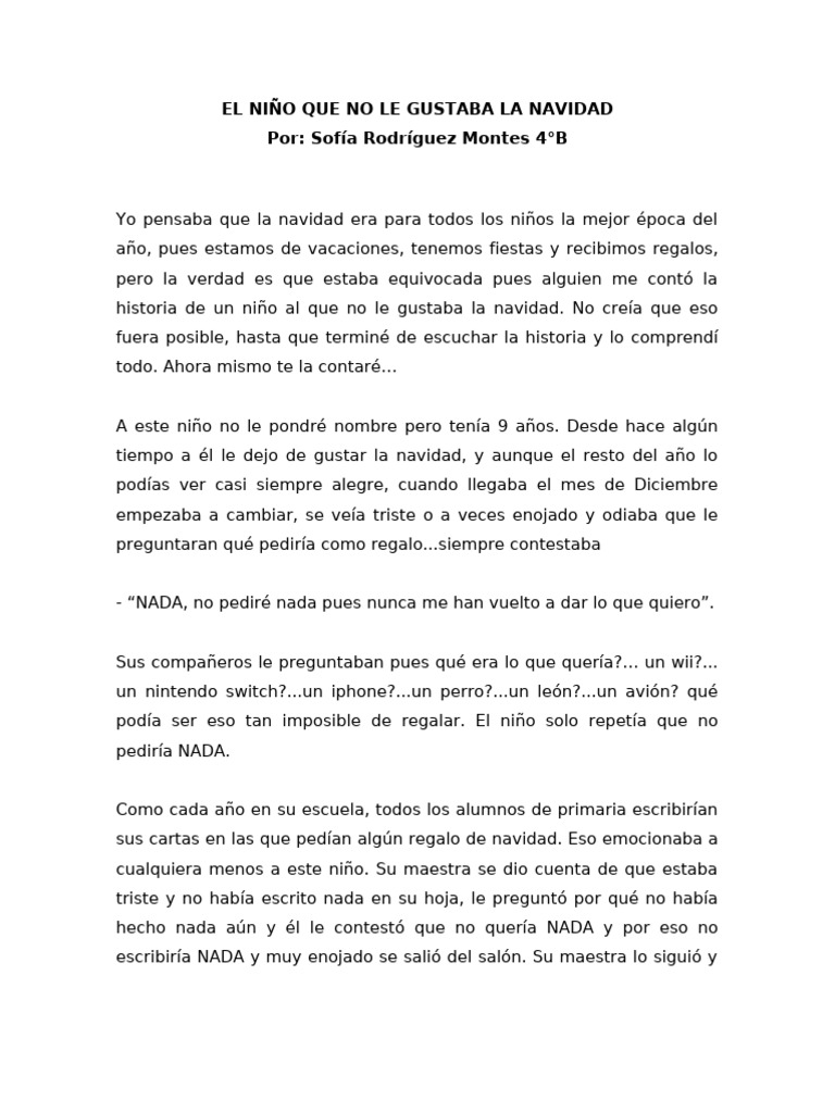 El Niño Que No Le Gustaba La Navidad | PDF