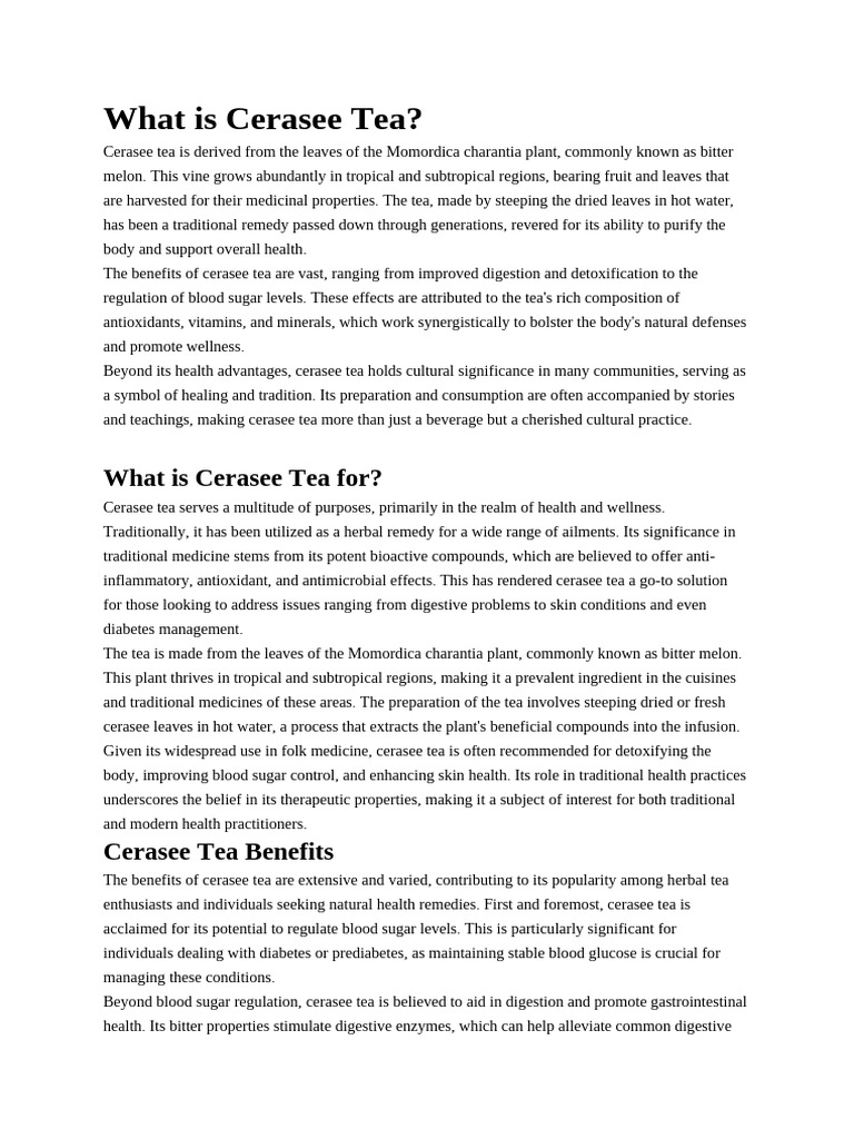 Cerasee Tea | PDF | Tea | Taste