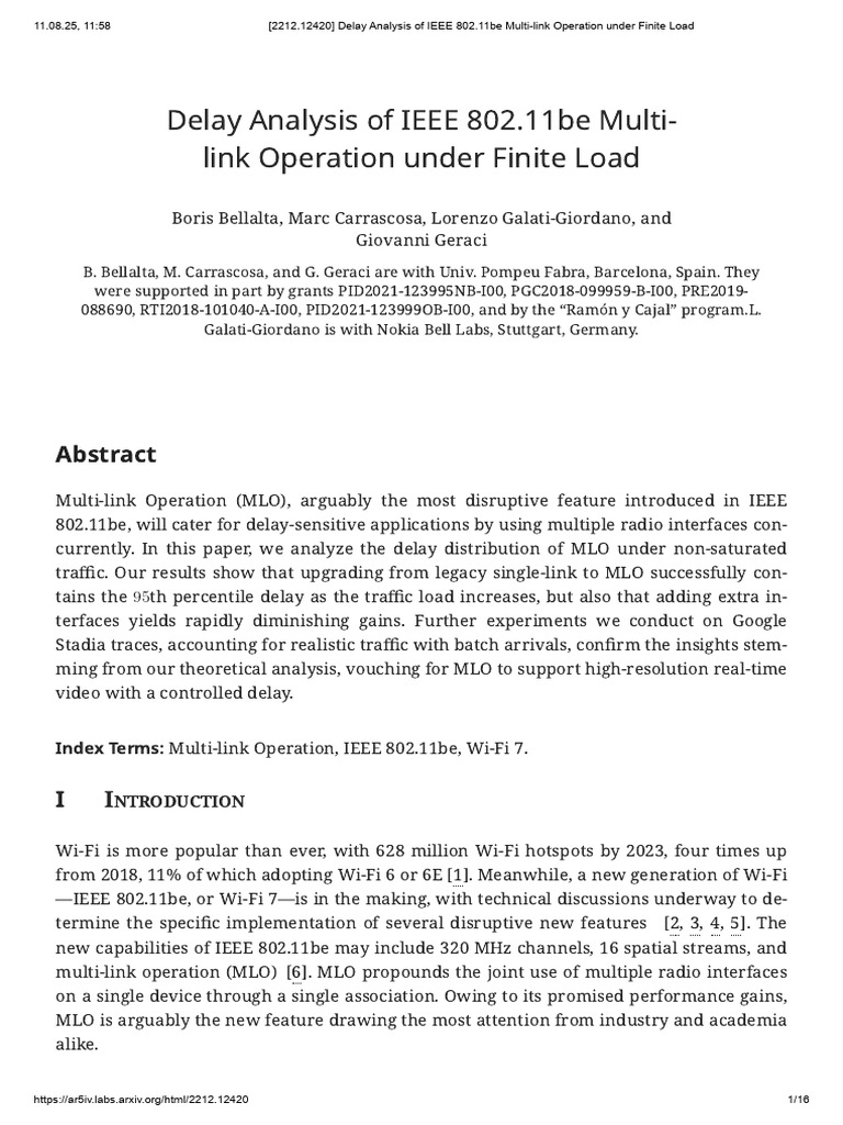 Delay Analysis of IEEE 802.11be MLO | PDF | Ieee 802.11 | Computing
