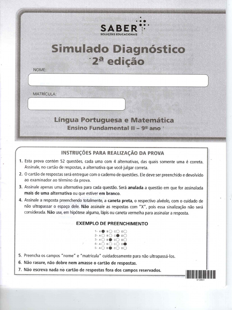 Simulado Diagnóstico Saber | PDF