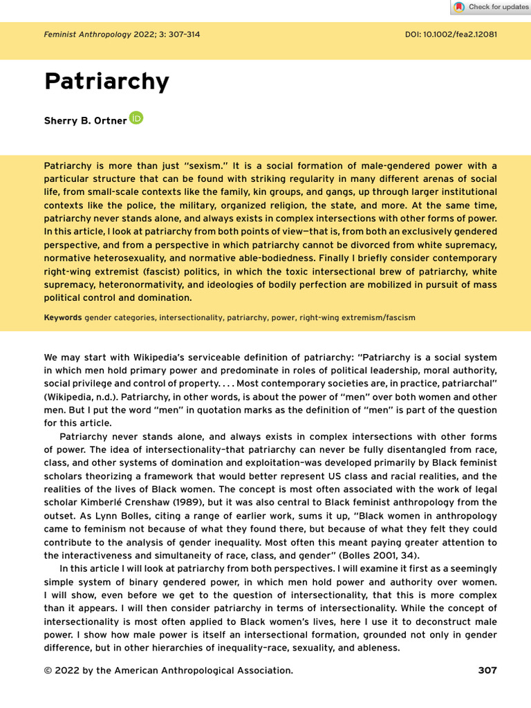 Understanding Patriarchy and Power Dynamics | PDF | Patriarchy ...