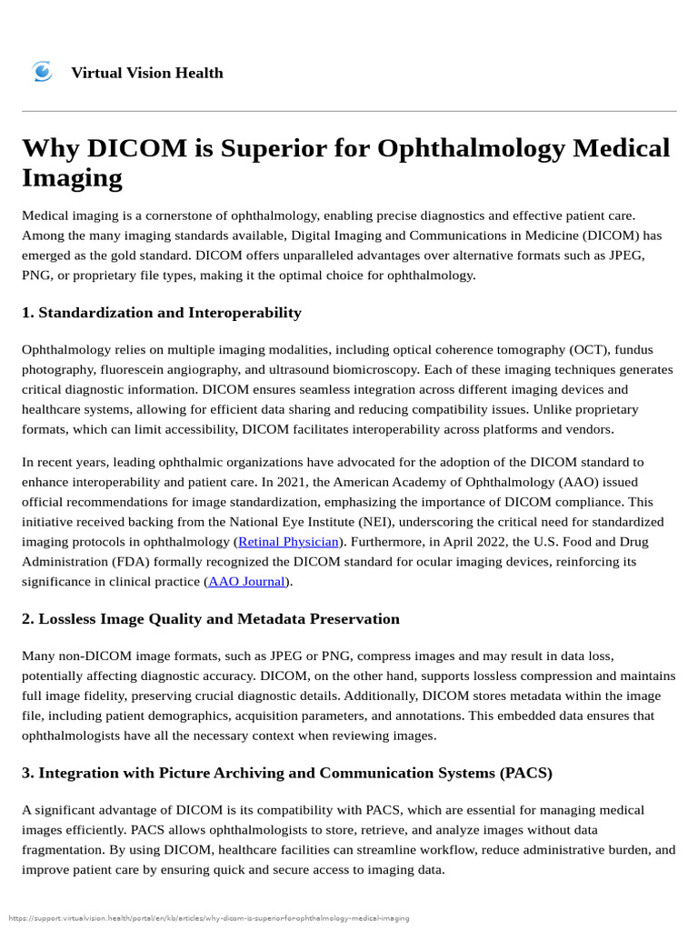 DICOM: The Gold Standard in Ophthalmology | PDF | Medical Imaging ...