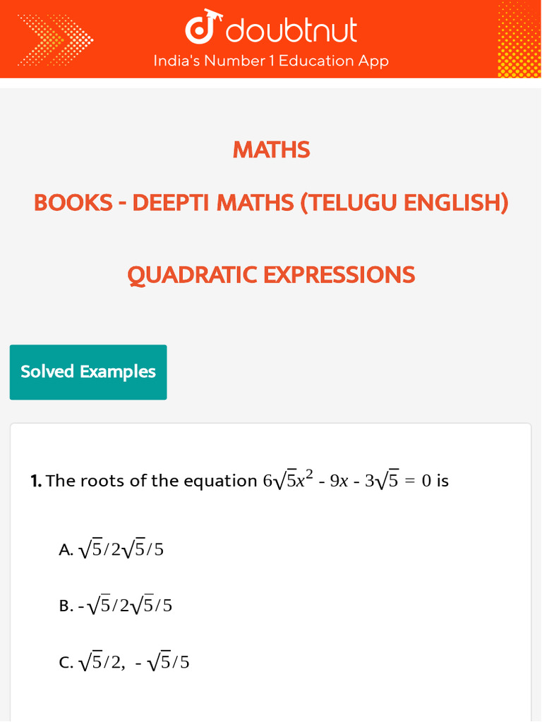 9710 Books Doubtnut Question Bank | PDF | Quadratic Equation | Mathematics