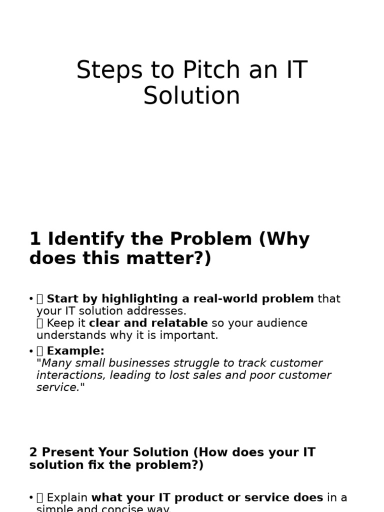 How to Pitch an IT Solution | PDF