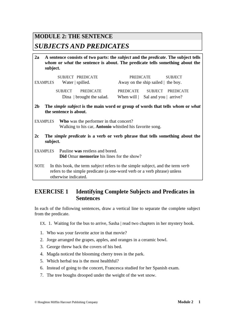 Subjects and Predicates Explained | PDF | Verb | Syntax