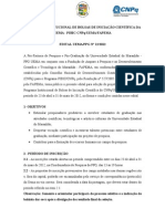 Edital Para Concessao de Bolsas Iniciacao Cientifica -2012