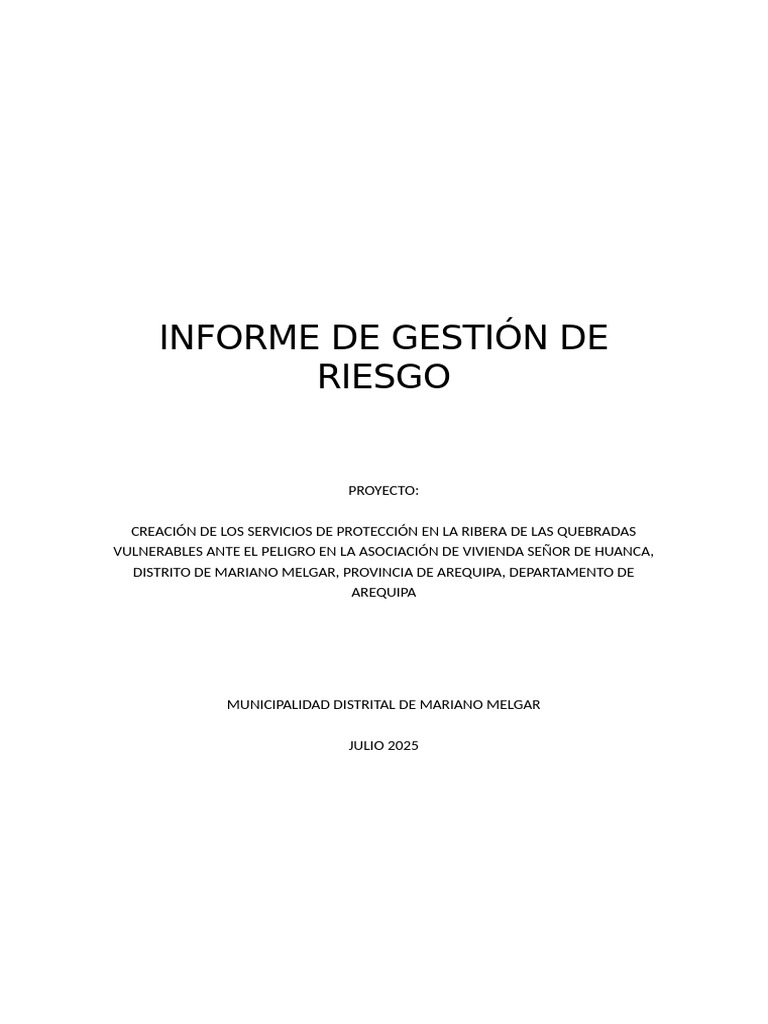 Informe de Gestión de Riesgo en Arequipa | PDF | Ciencias de la Tierra ...