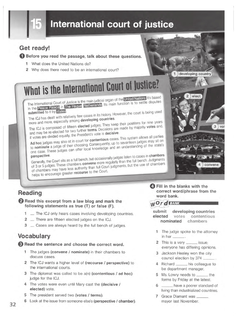 Lesson 12 - International Court of Justice - Vocabulary and Exercises | PDF