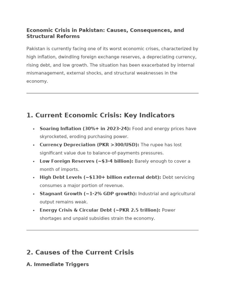 Causes of Pakistan's Economic Crisis | PDF | Cost Of Living | Taxes