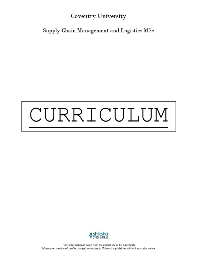 MSc in Supply Chain Management | PDF | Supply Chain | Logistics