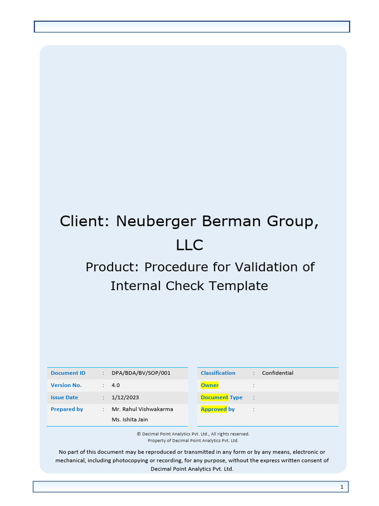 Internal Check Template Validation Procedure | PDF | Investing ...