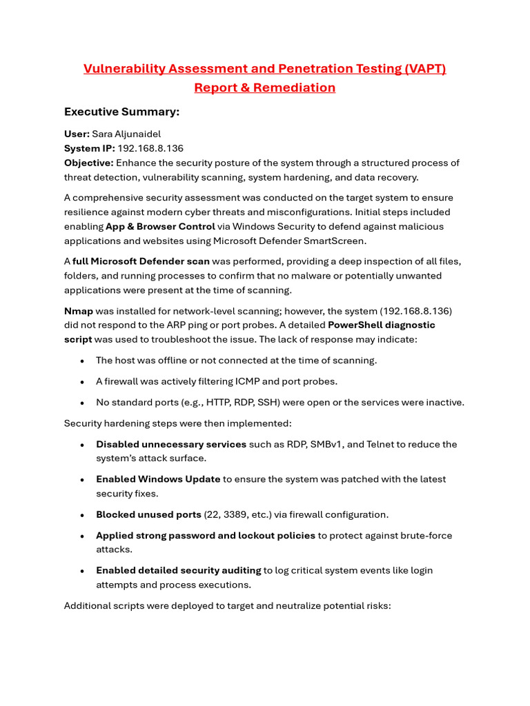 VAPT Report for IP 192.168.8.136 | PDF | Computer Security | Security