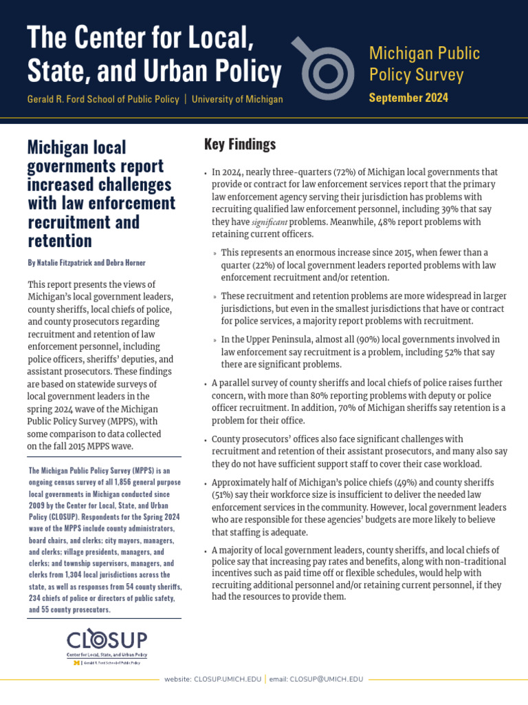 Michigan Law Enforcement Staffing Challenges | PDF | District Attorney ...