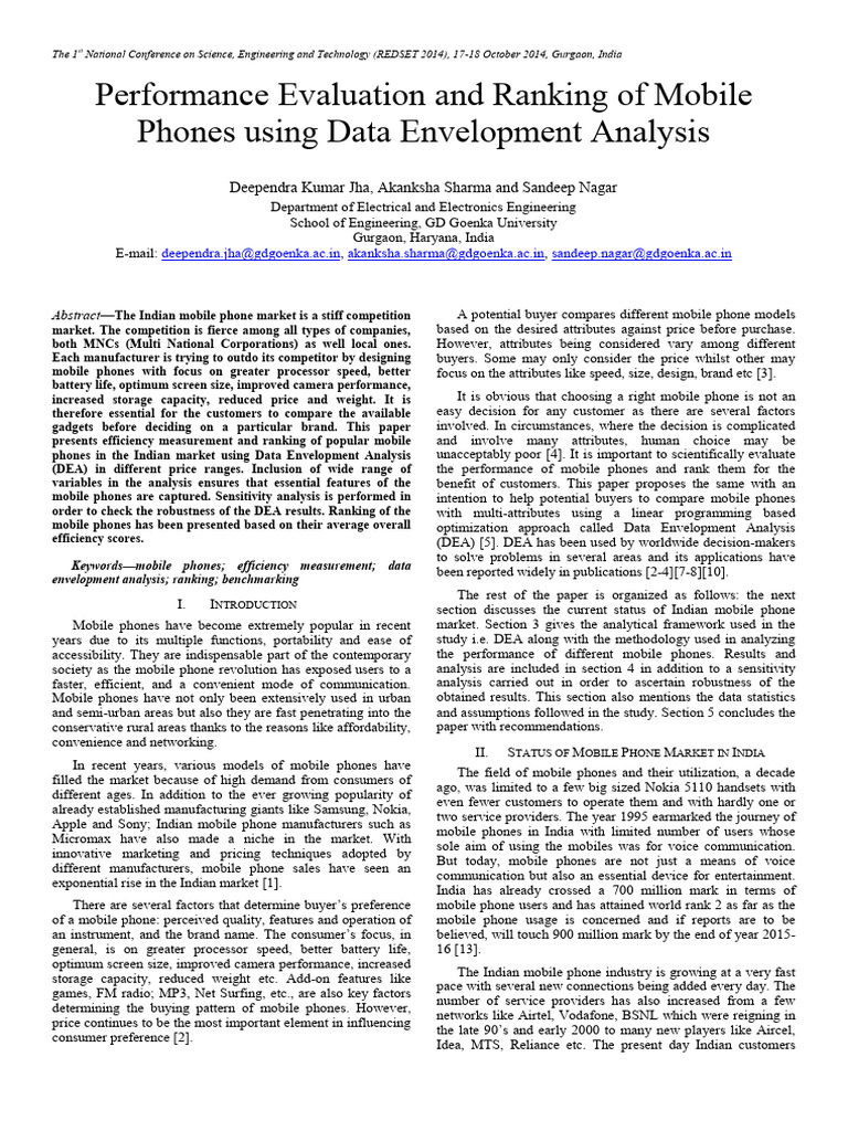 Performance Evaluation and Ranking of Mo | PDF | Smartphone | Mobile Phones