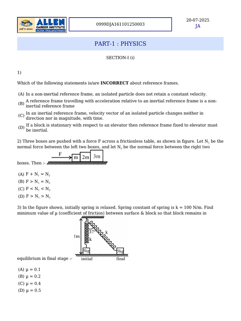Solution | PDF | Force | Mass