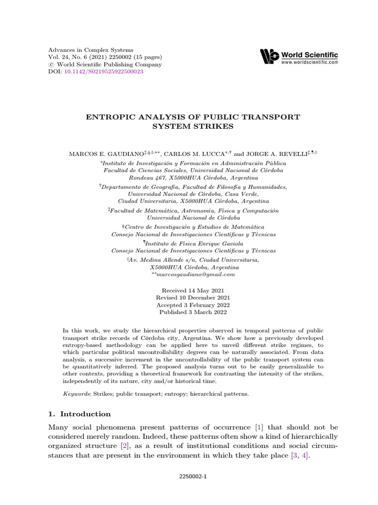 Entropic Analysis of Transport Strikes | PDF | Entropy | Fractal