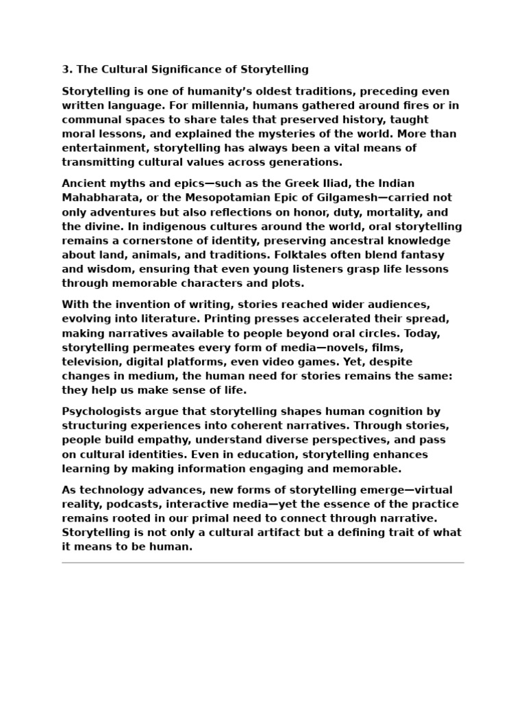 The Importance of Storytelling in Culture | PDF