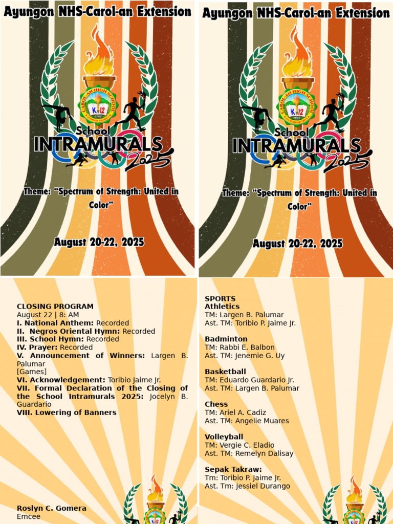 School Intramurals 2025 Program | PDF | Athletics | Athletic Sports