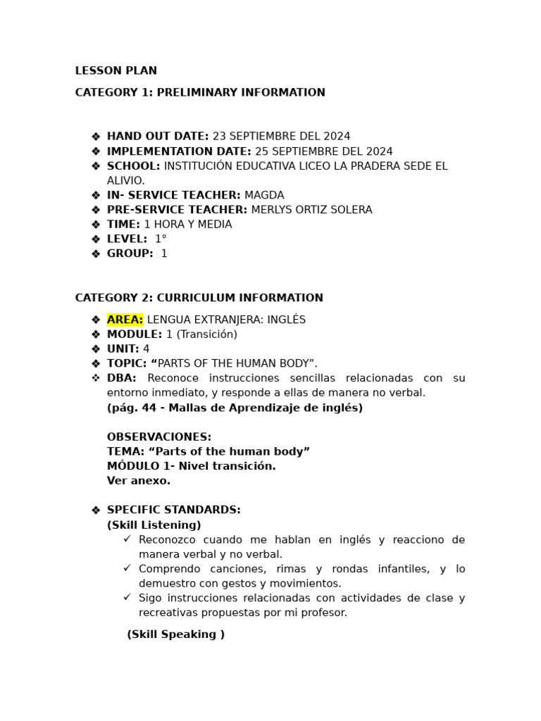 Lesson Plan 2 | PDF | Idiomas del Reino Unido | Comunicación humana