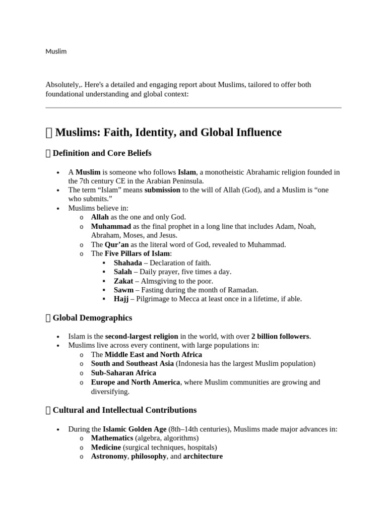 Understanding Muslims: Beliefs and Impact | PDF | Religious Faiths ...