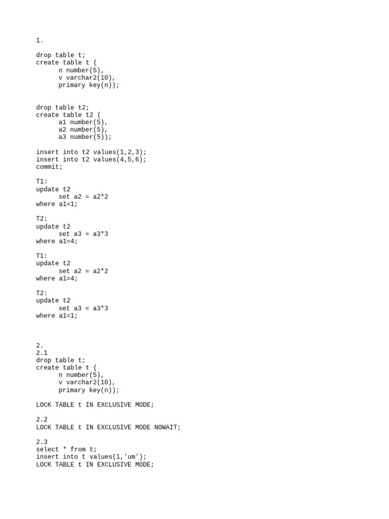 SQL Table Management and Locking Techniques | PDF