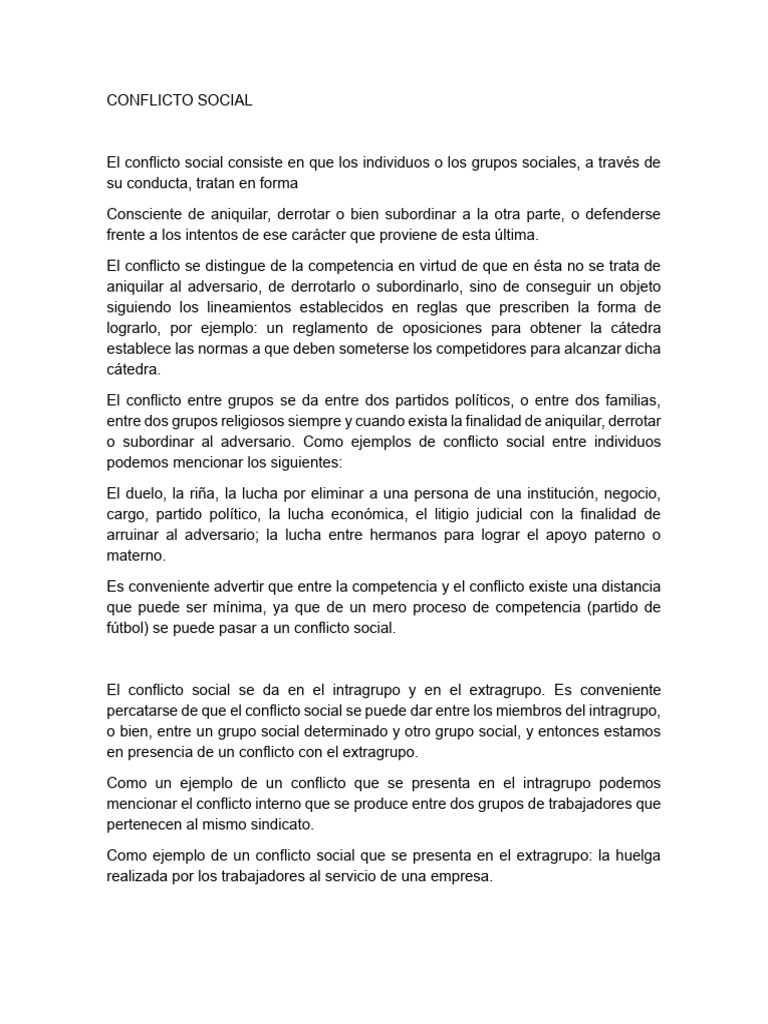 Funciones y Tipos de Conflicto Social | PDF | Conflicto (proceso ...