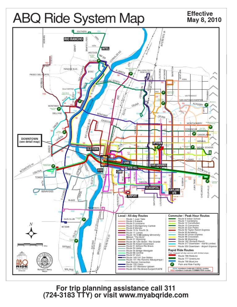Old ABQ Ride System Map PDF Albuquerque Road Transport