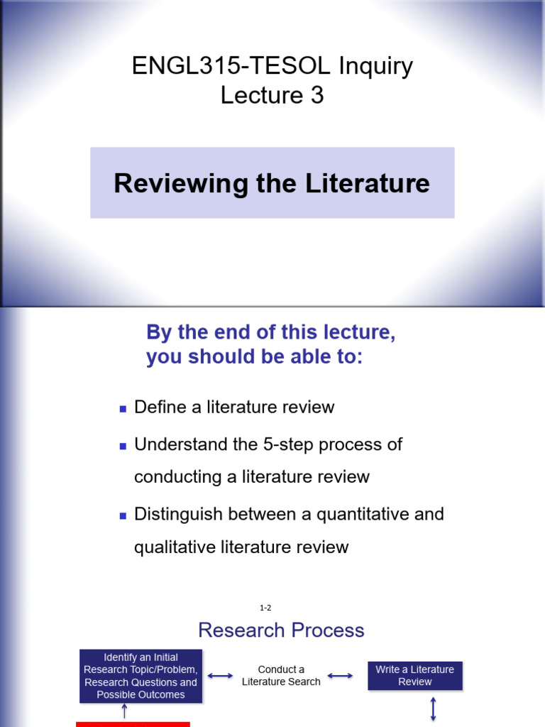 Conducting a Literature Review in TESOL | PDF | Academia | Procedural ...